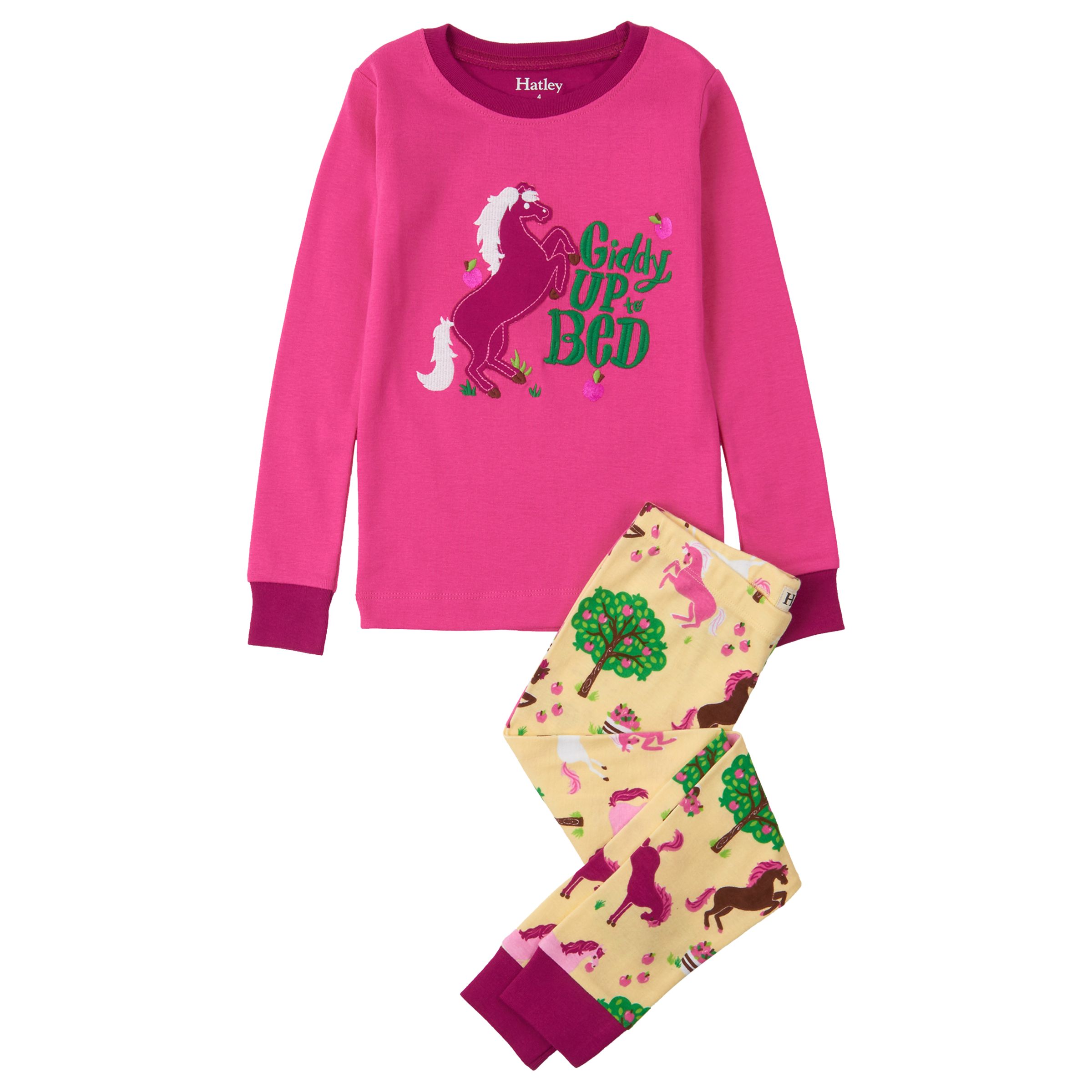 Hatley Children's Giddy Up To Bed Applique Pyjamas, Pink/Yellow