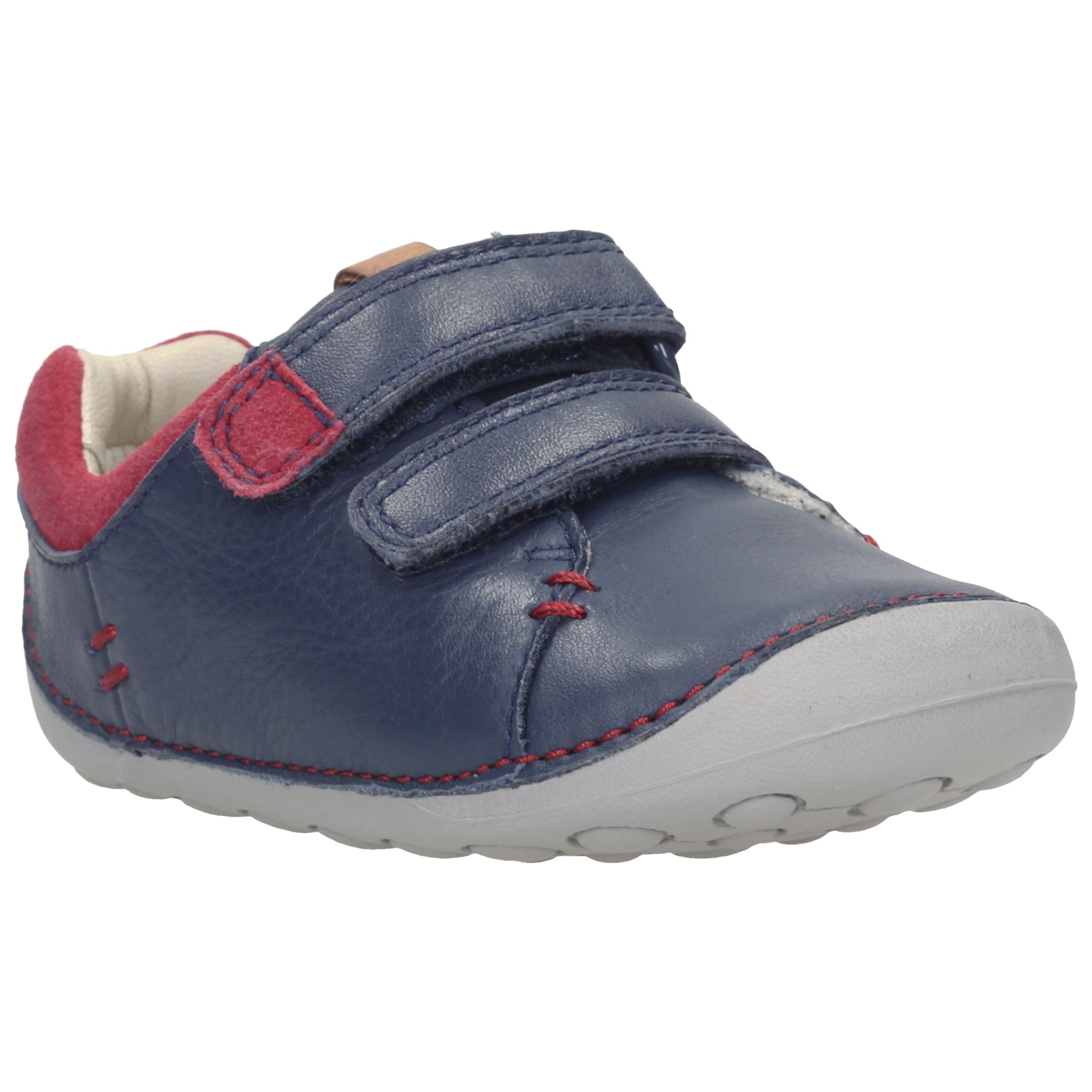 Clarks Tiny Toby Double Rip Tape Shoes, Navy, 4H Jnr