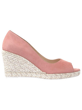 Mint Velvet Cleo Peep Toe Wedge Heeled Sandals, Light Pink