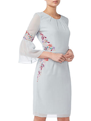Raishma Pleated Sleeve Floral Dress, Ice Blue