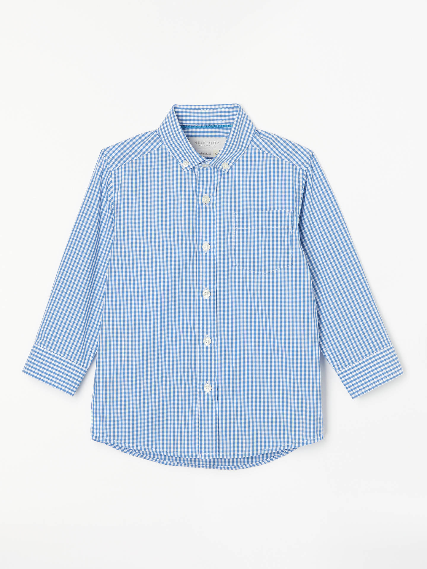 John Lewis & Partners Heirloom Collection Boys' Gingham Shirt, Blue at ...
