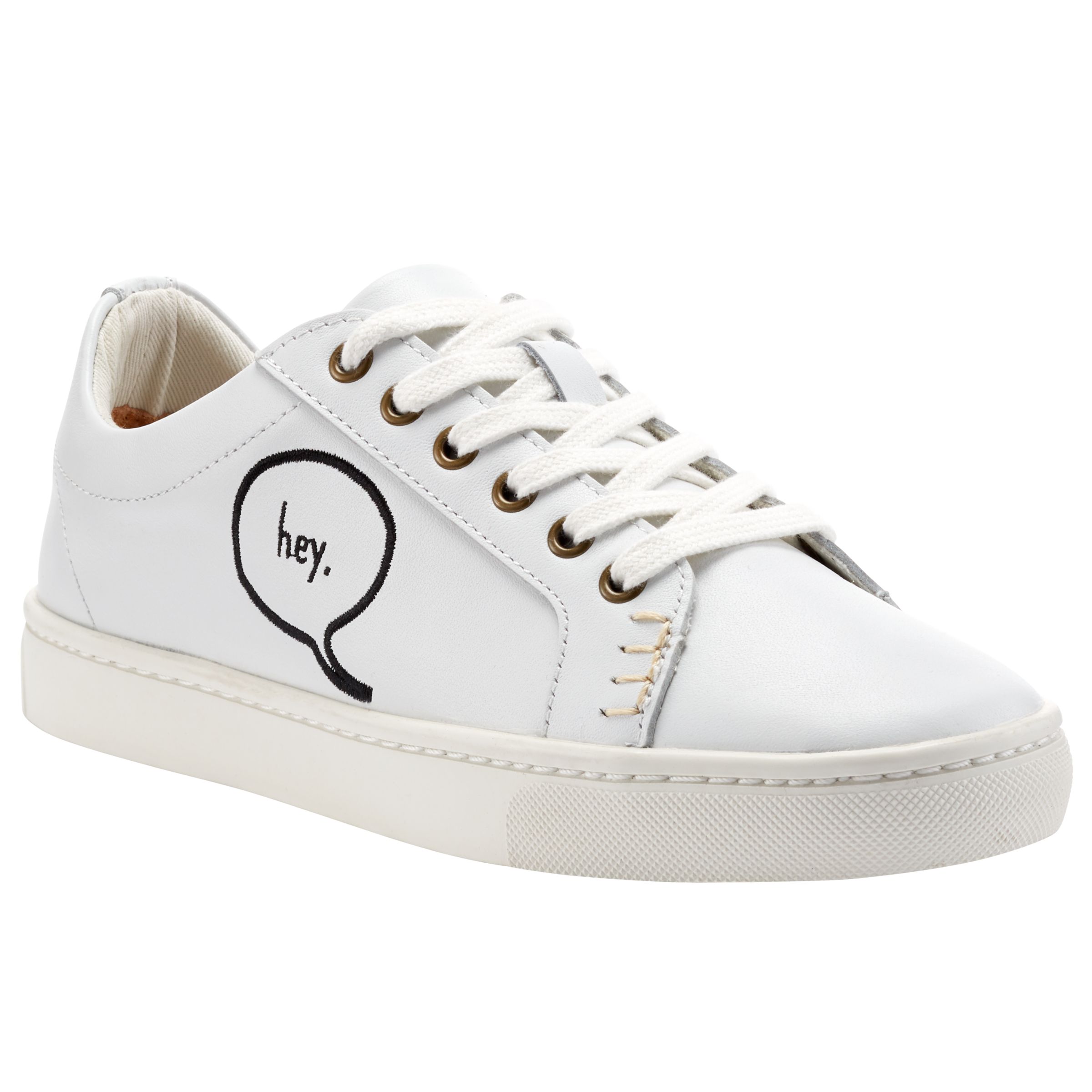 Soludos Embroidered Lace-Up Trainers, White, 8