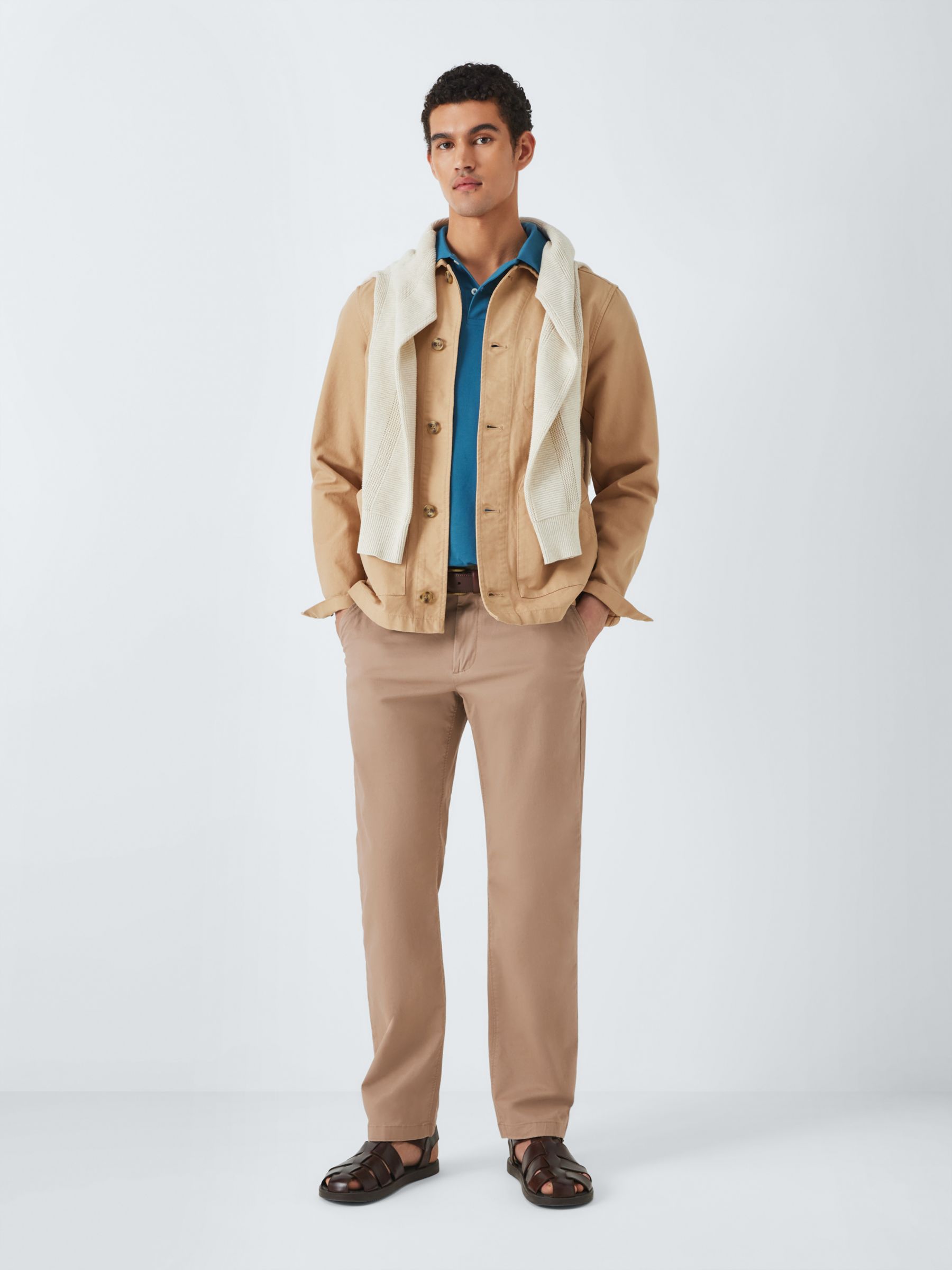 John Lewis Essential Straight Cut Chinos, Sand at John Lewis & Partners