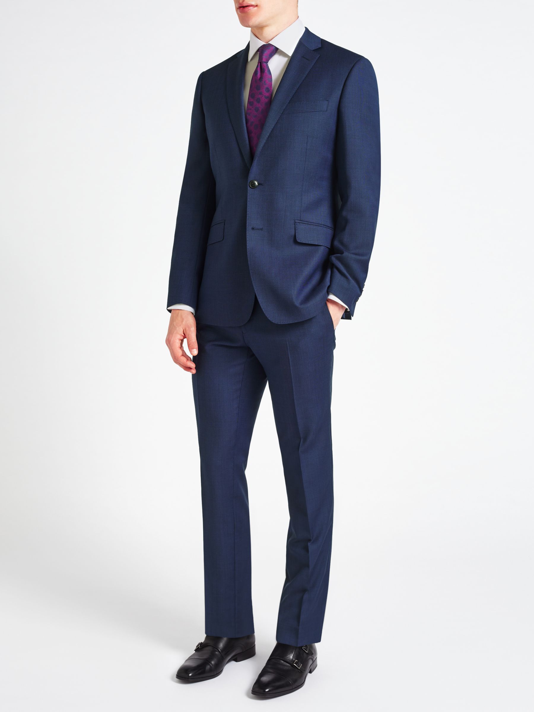 Richard James Mayfair Wool Pindot Slim Suit Jacket, Electric Blue