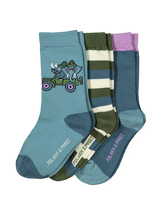 Polarn O. Pyret Baby Safari Socks, Pack of 3, Blue/Multi