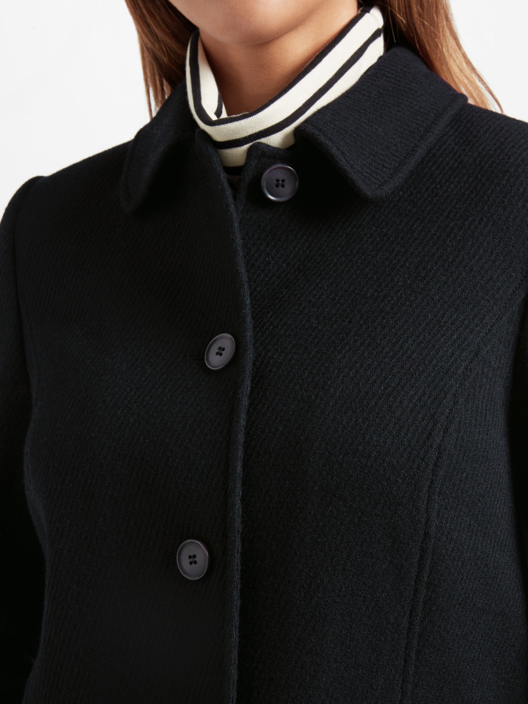 John Lewis Single Breasted Long Coat, Black