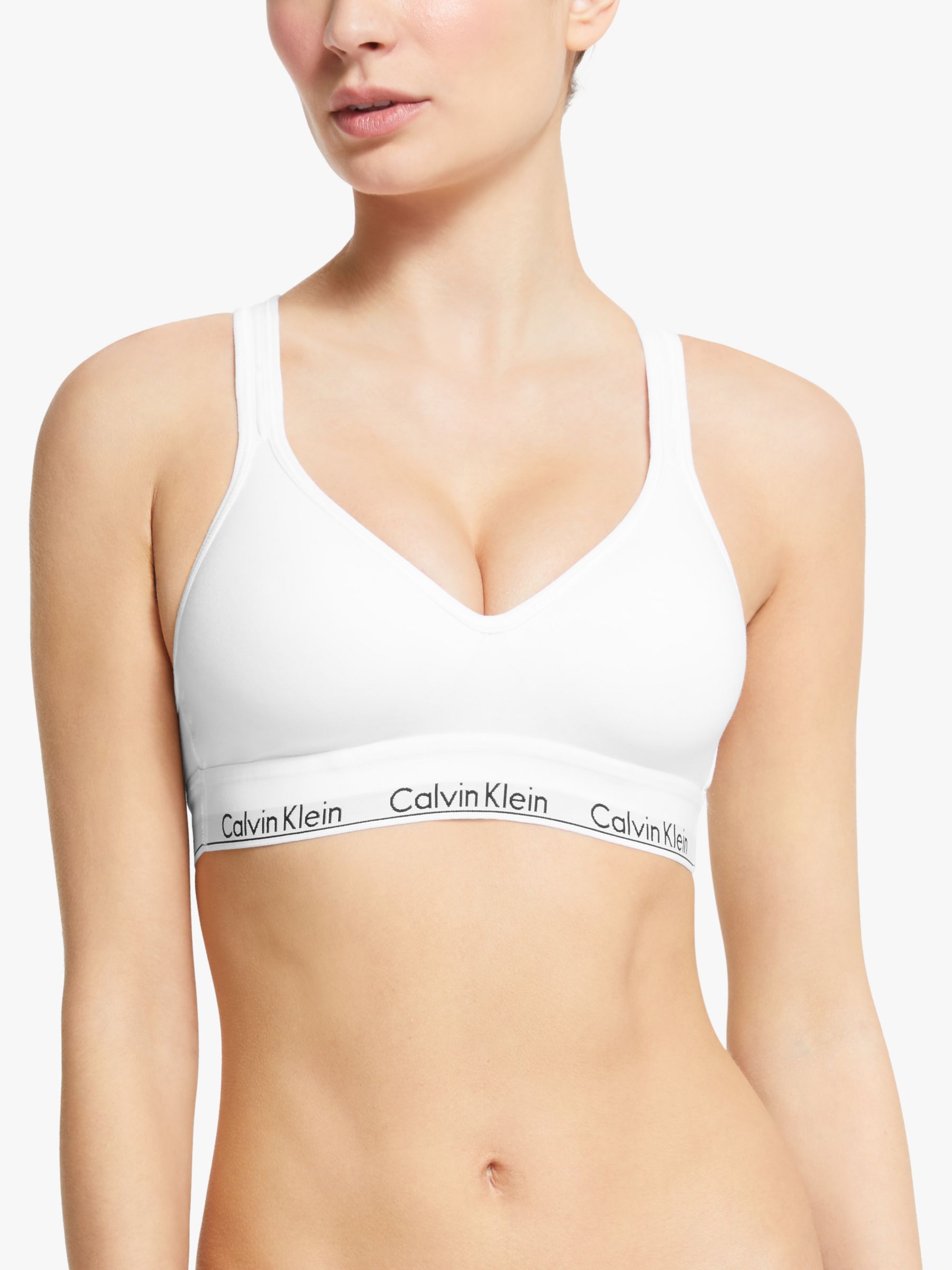 Calvin Klein Modern Cotton Cross Strap Lift Bralette, White, M