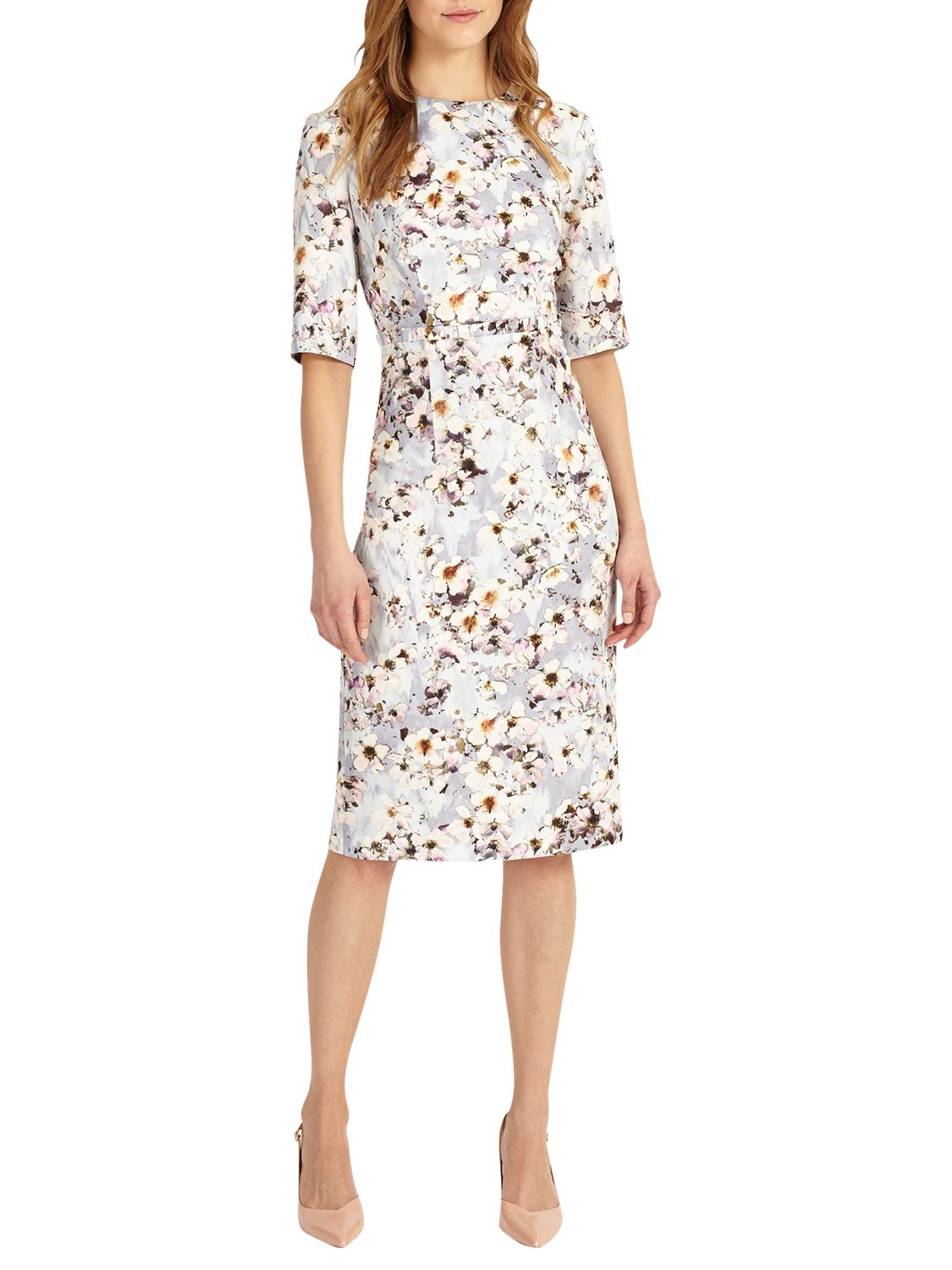 Phase Eight Ember Floral Print Dress, Mineral, 12