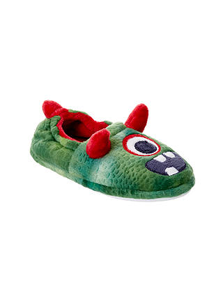 John Lewis & Partners Children's One Eyed Monster Slippers, Green
