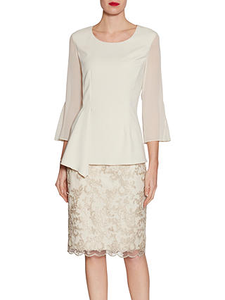 Gina Bacconi Embroidered Cord Mesh Skirt, Butter Cream