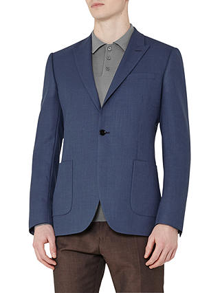 Reiss Burling Peak Lapel Wool Modern Fit Blazer, Airforce Blue