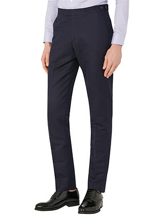 Reiss Bank Linen Chino Trousers, Navy