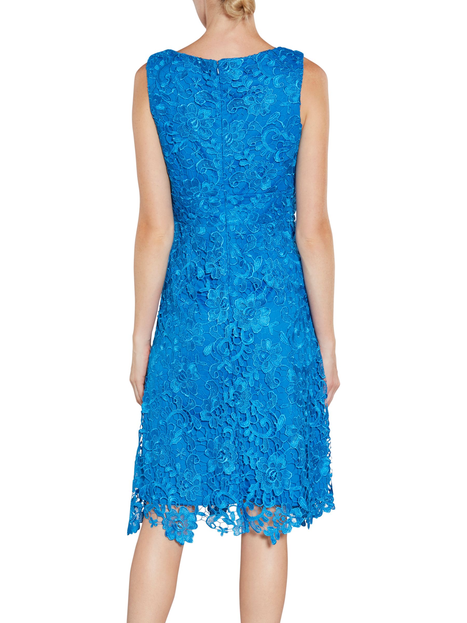 Buy Gina Bacconi V-Neck Lace Dress And Chiffon Scarf, Royal Blue | John ...