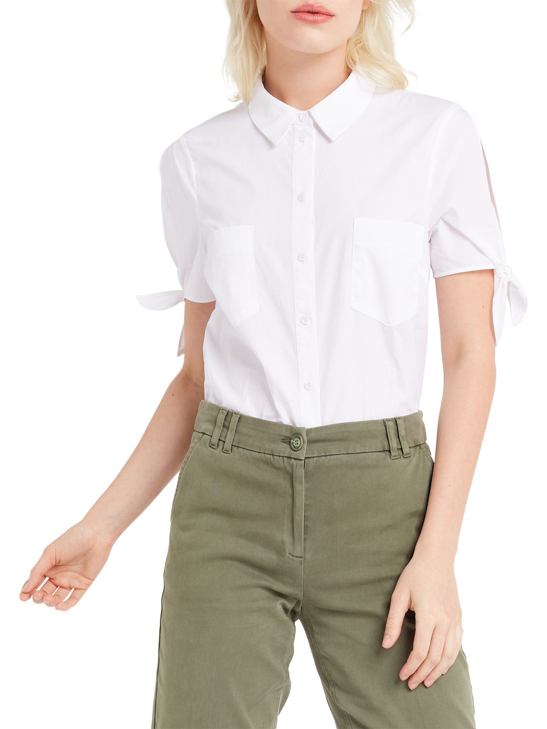 Oasis Tie Sleeve Shirt, White
