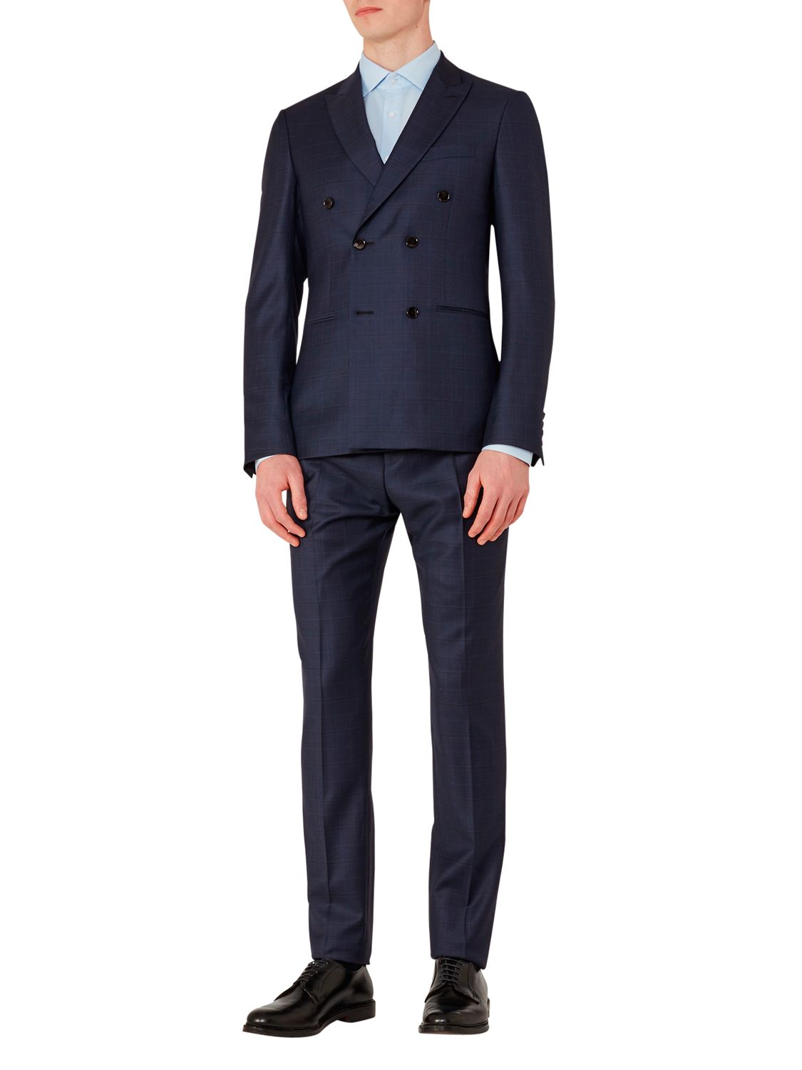 Reiss Arno Double-Breasted Check Modern Fit Suit, Navy