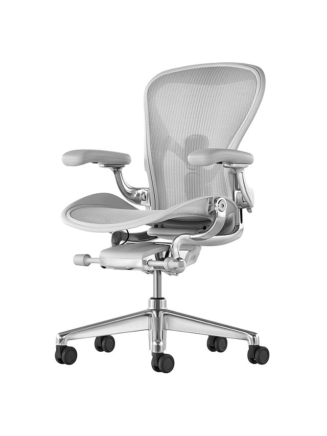 Herman Miller Aeron Office Chair, Size B, Mineral/Polished Aluminium