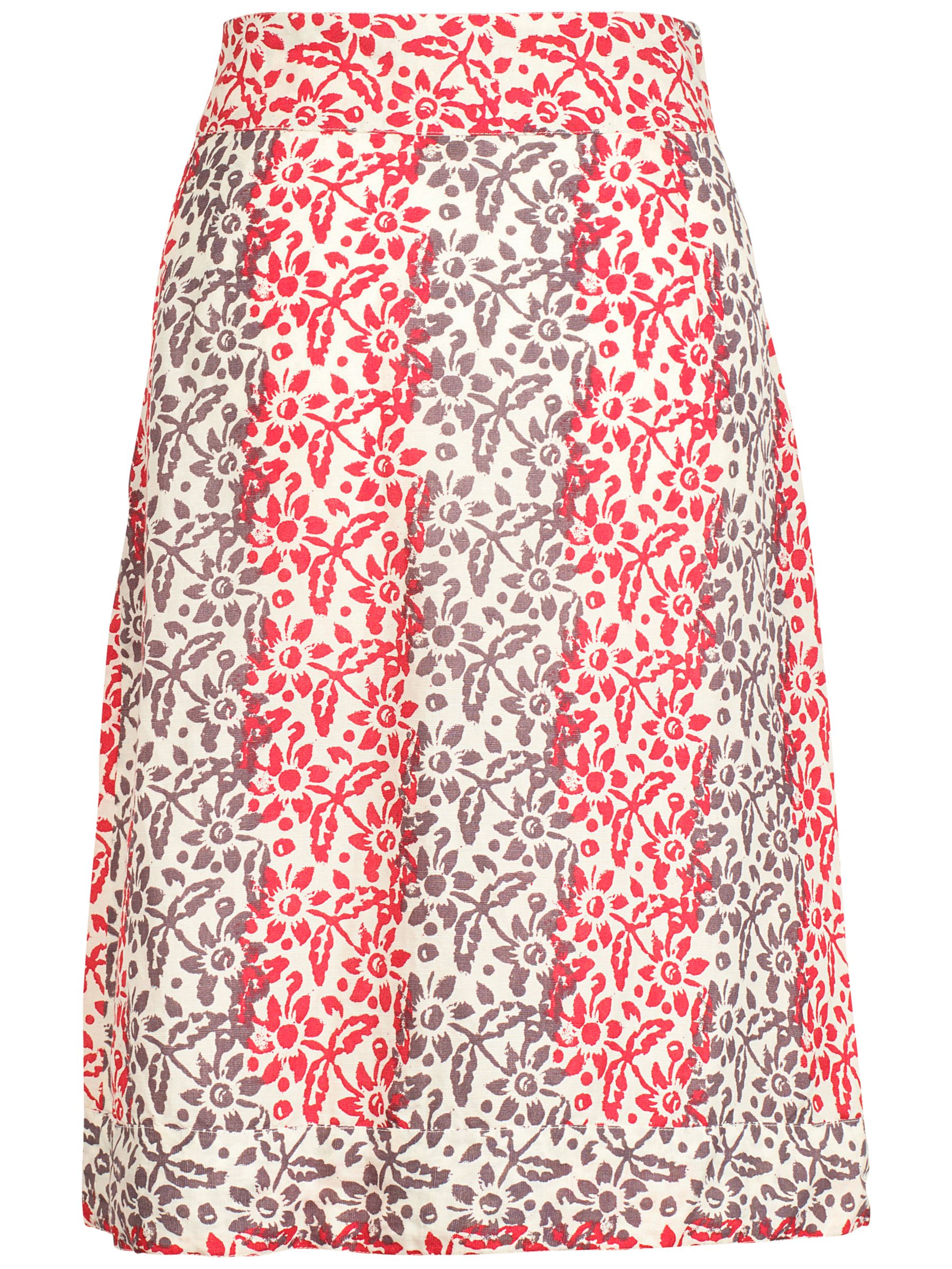 Fat Face Casey Patchwork A-Line Skirt, Ivory/Red
