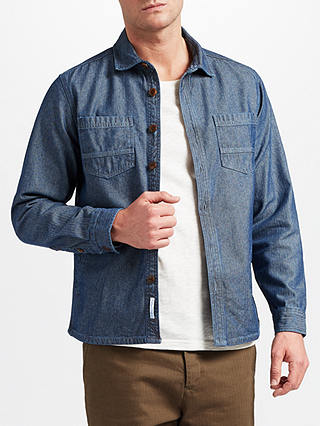 JOHN LEWIS & Co. Denim Herringbone Workwear Shirt Jacket, Navy