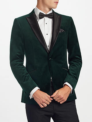Kin Emerald Peak Lapel Velvet Jacket, Emerald Green