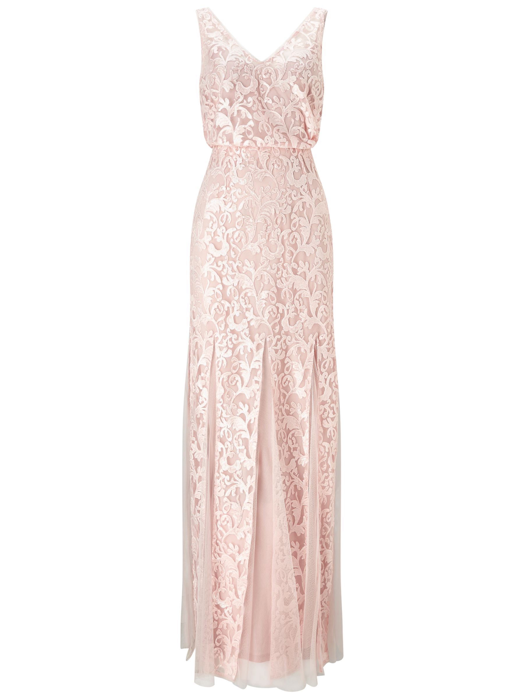 Adrianna Papell Sequin Mesh Blouson Mermaid Dress, Blush at John Lewis ...