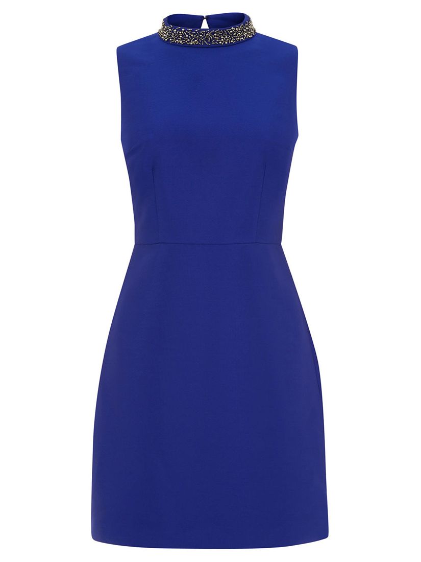 Oasis Embellished Satin Twill Dress, Cobalt Blue