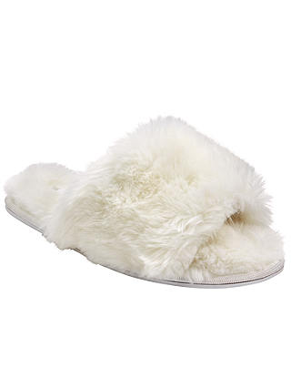 John Lewis & Partners Faux Fur Slider Slippers, Cream