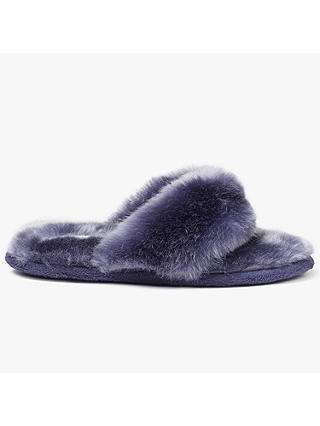 John Lewis & Partners Faux Fur Toe Post Slippers, Purple