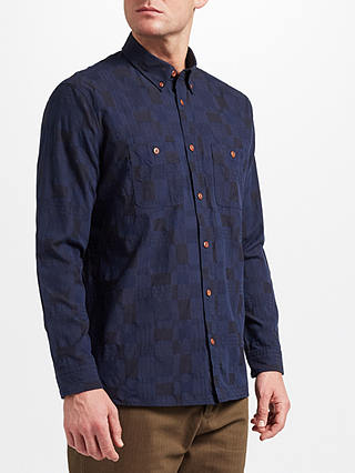 JOHN LEWIS & Co. Texture Patchwork Shirt, Indigo