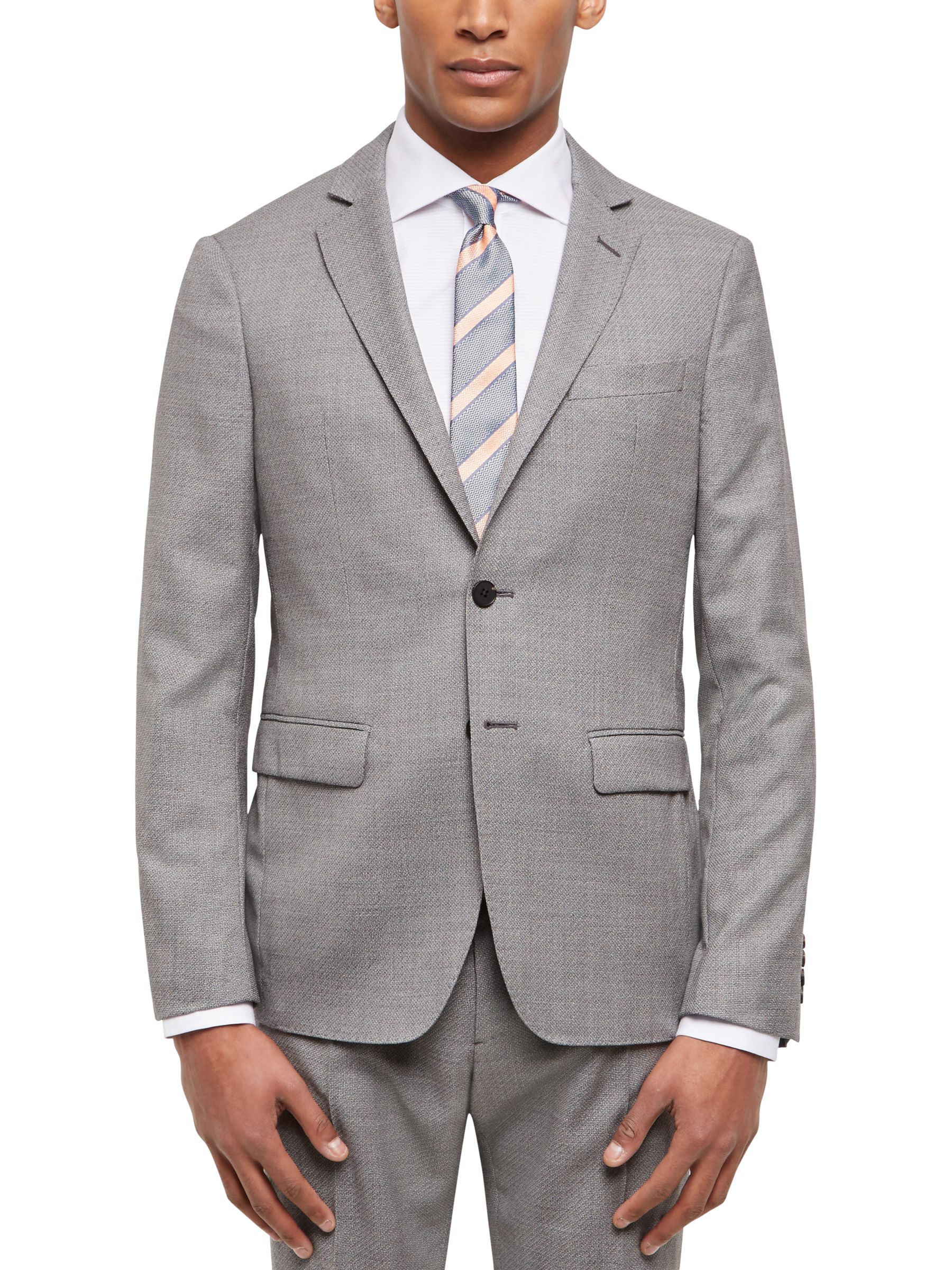 Jaeger Basketweave Wool Slim Suit Jacket, Grey