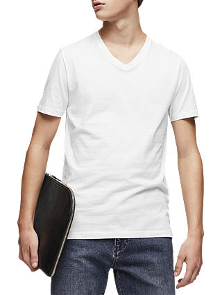 Reiss Dayton Cotton V-Neck T-Shirt, White