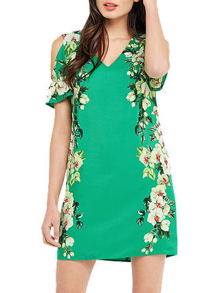 Oasis Tropical Botanical Shoulder Dress, Multi/Green