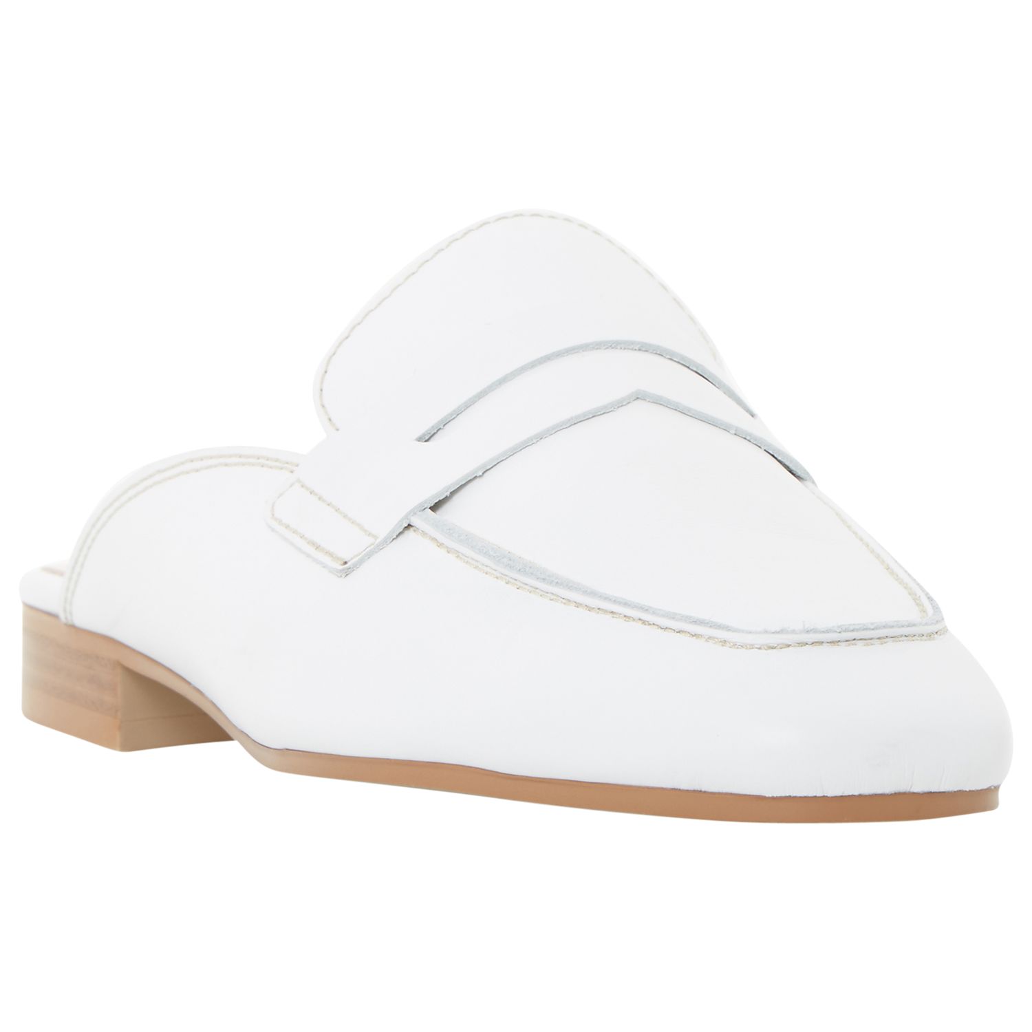 Dune Gaze Backless Loafers, White, 5