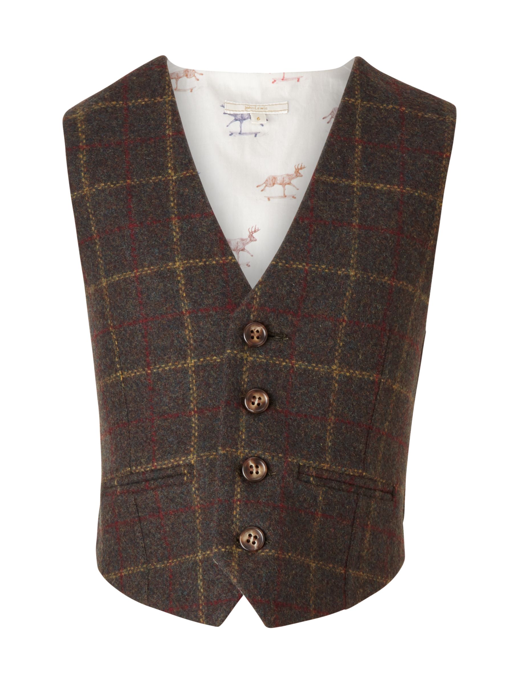 John Lewis Heirloom Collection Boys' Tweed Waistcoat, Green