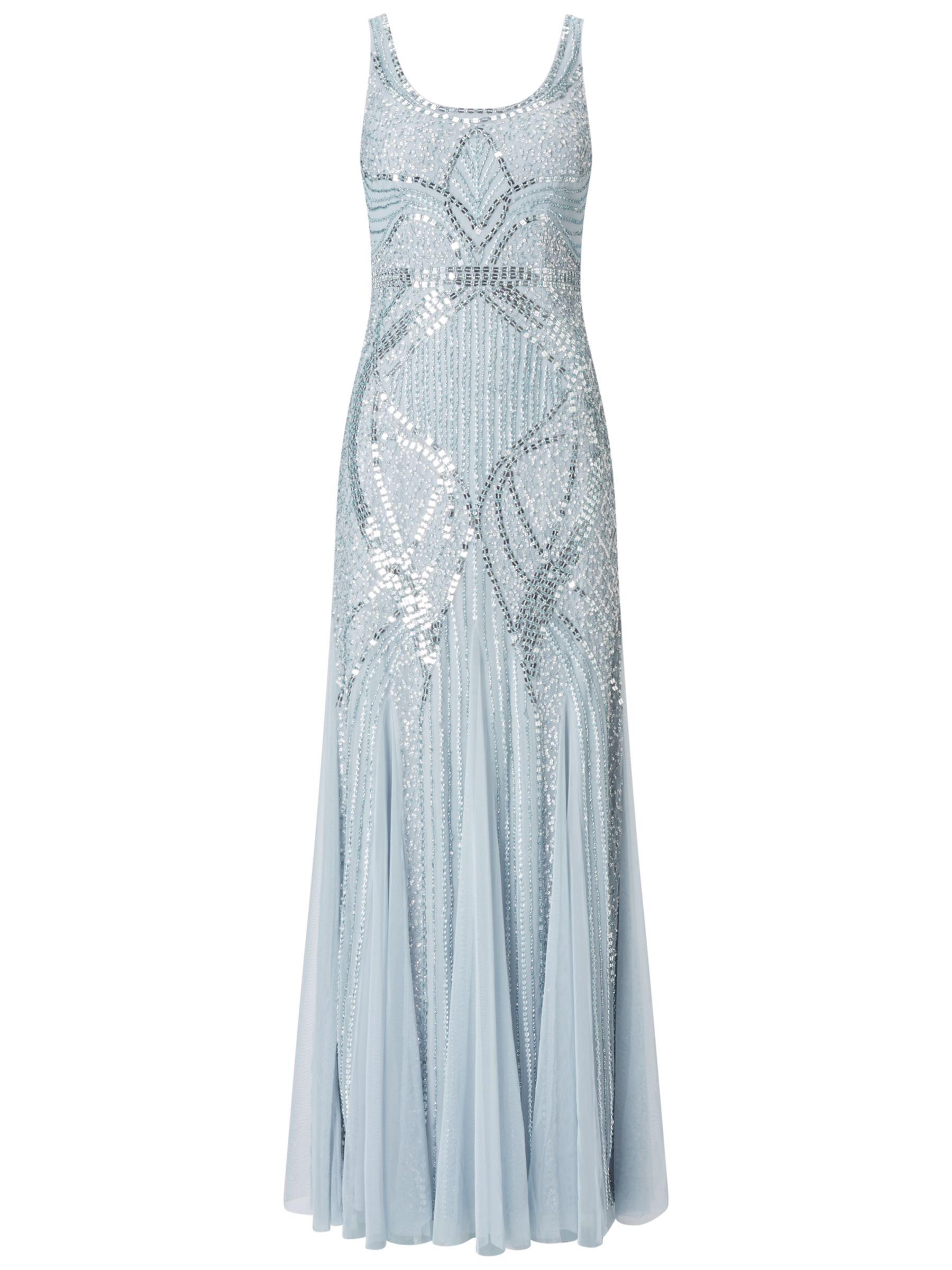 Buy Adrianna Papell Sleeveless Beaded Gown, Blue Heather | John Lewis