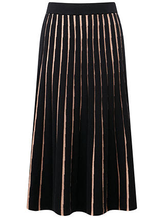 Pure Collection Knitted Full Skirt, Black/Sesame