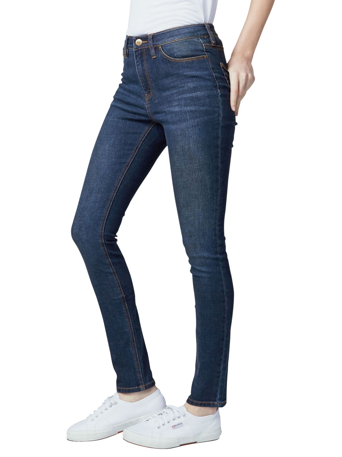 Warehouse Powerhold Skinny Jeans, Dark Wash Denim at John Lewis & Partners