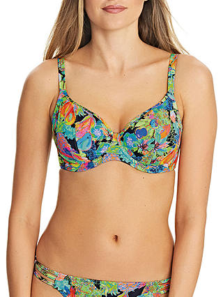 Freya Island Girl Plunge Underwired Bikini Top, Black/Multi