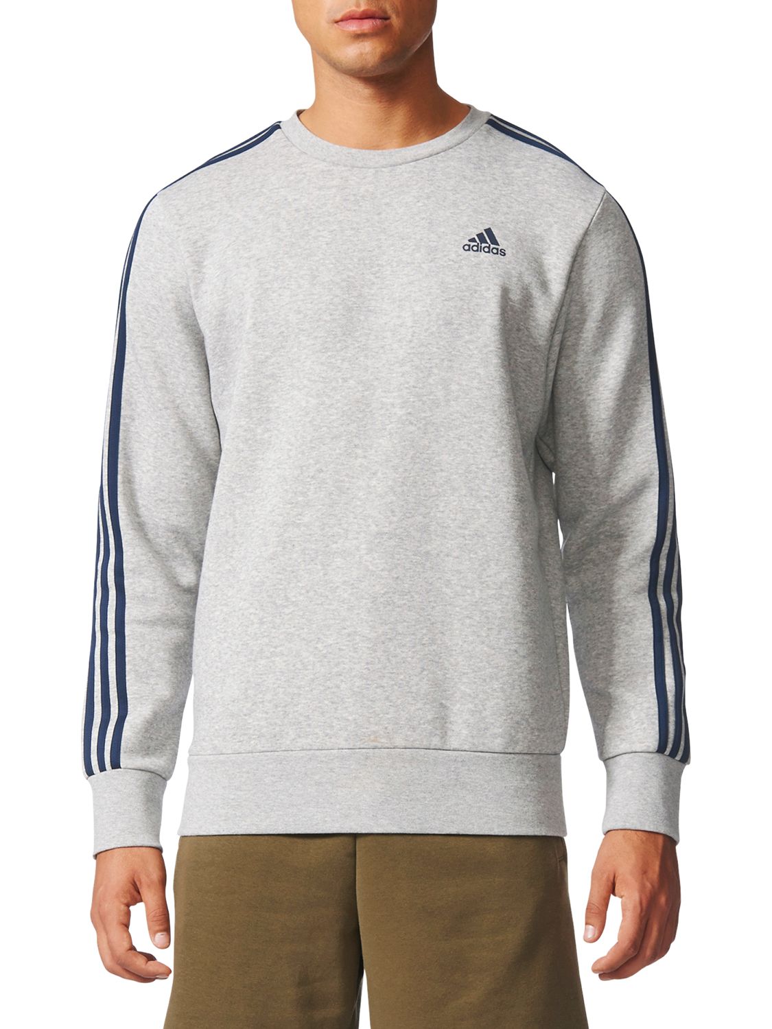 adidas grey three stripe sweatshirt