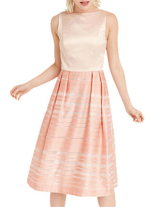 Oasis Organza 2 in 1 Stripe Dress, Multi/Pink