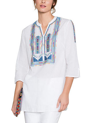East Multi Colour Embroidered Blouse, White