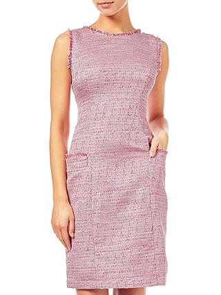 Adrianna Papell Onassis Tweed Trimmed Shift Dress, Pink/Multi
