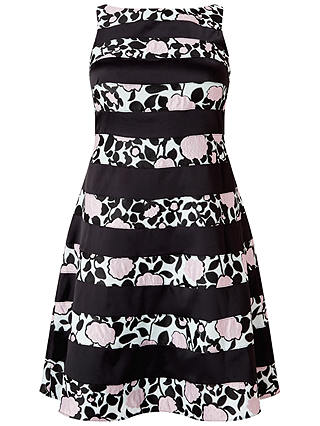 Adrianna Papell Boat Neck Fit And Flare Dress, Pink/Black