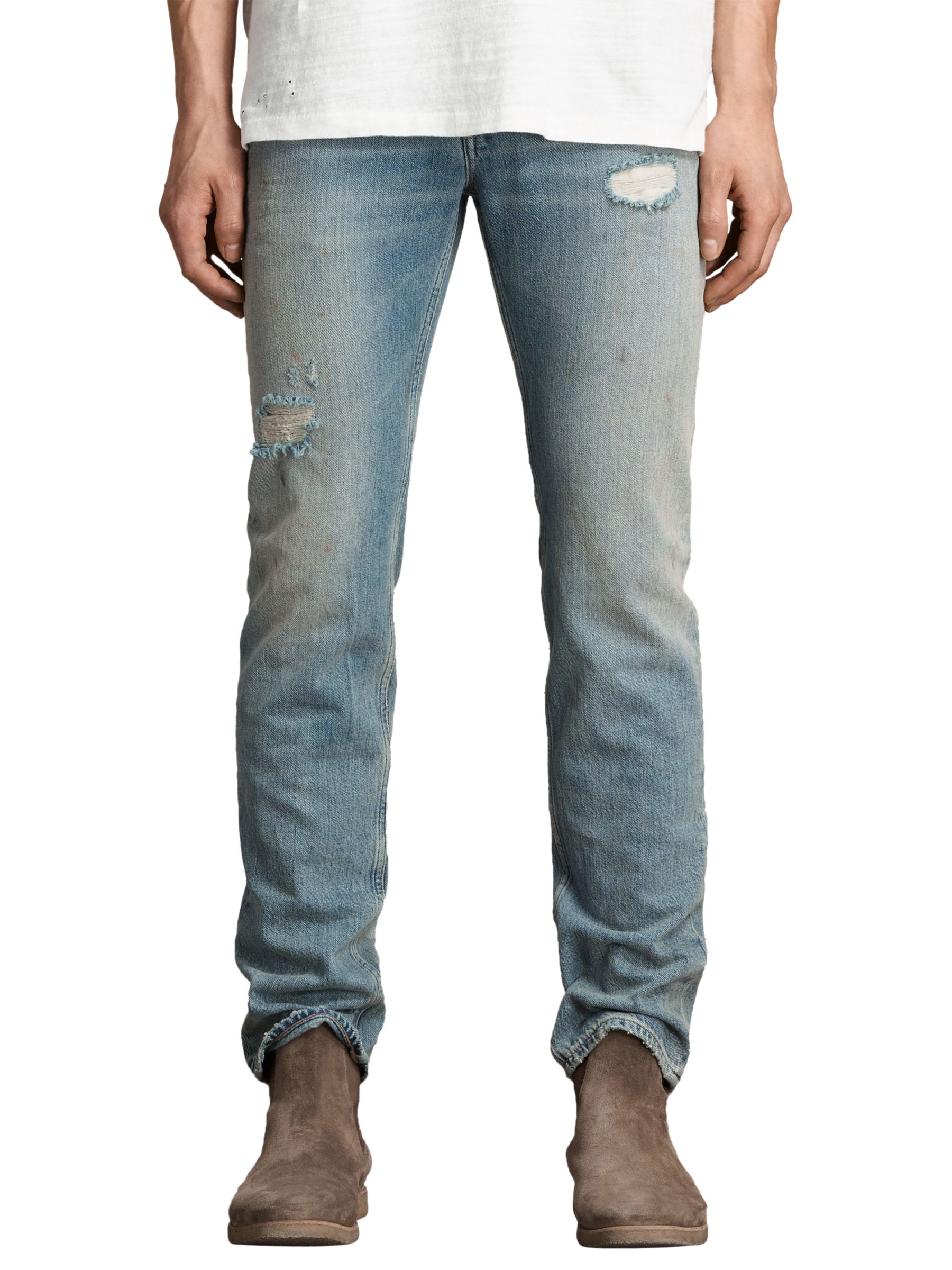 AllSaints Iggy Slim Fit Distressed Jeans, Indigo Blue, 28R