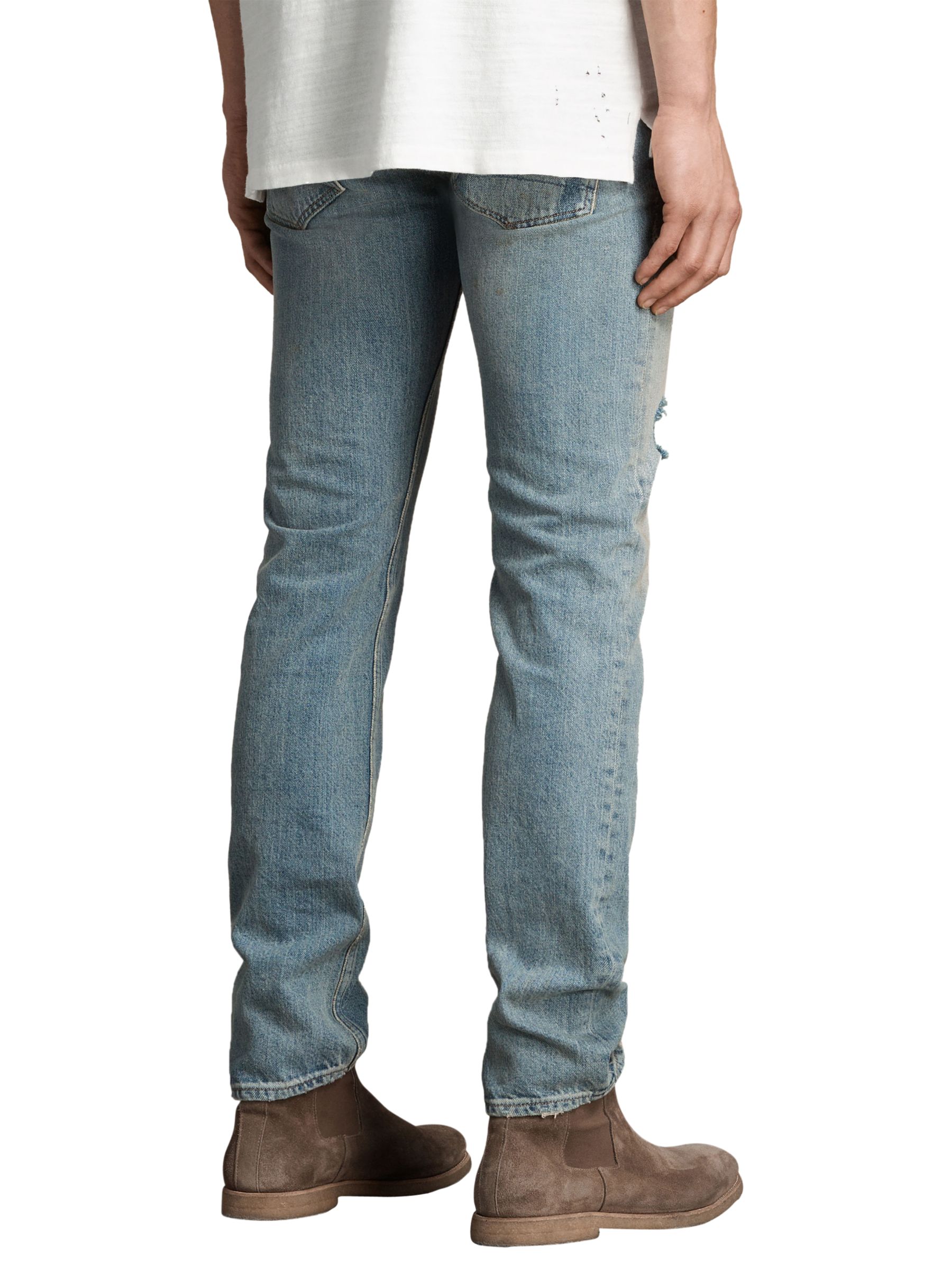 AllSaints Dakota Iggy Slim Distressed Jeans, Indigo Blue, 28R