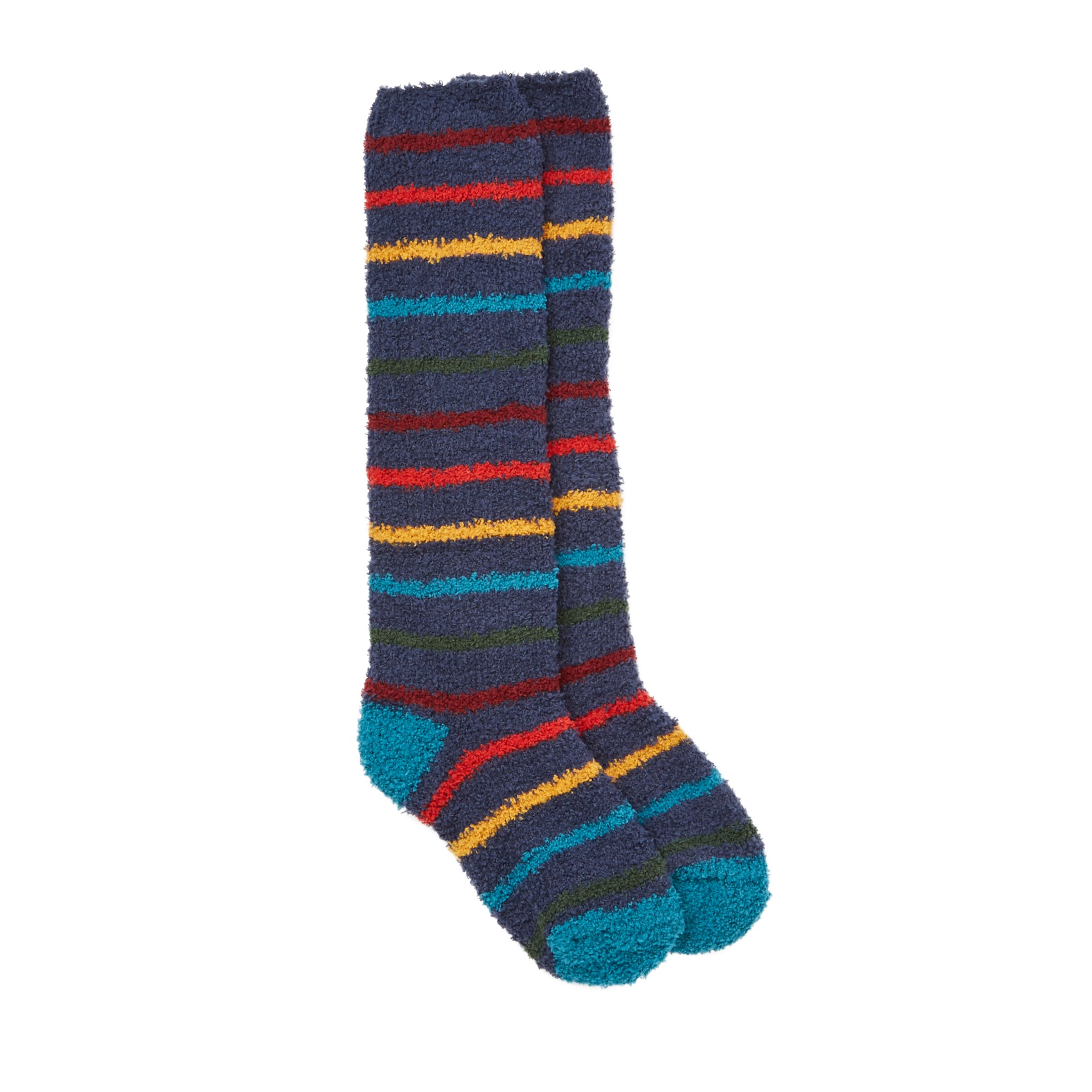 John Lewis & Partners Children's Multi Stripe Fluffy Socks, Blue