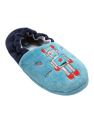 John Lewis & Partners Children's Robot Closed Back Slippers, Turquoise