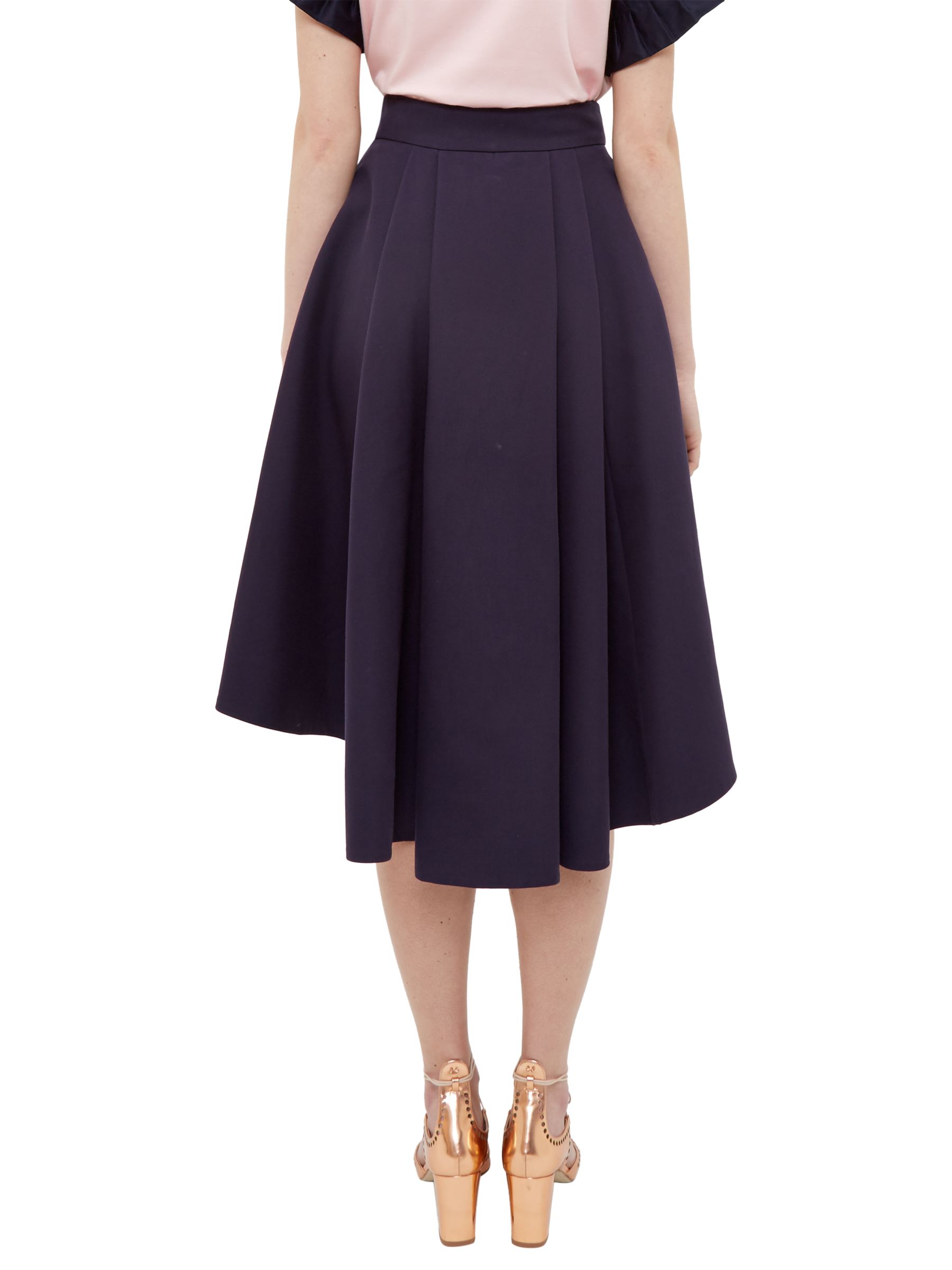 Ted Baker Sicile Dropped Hem Cotton Blend Skirt, Navy