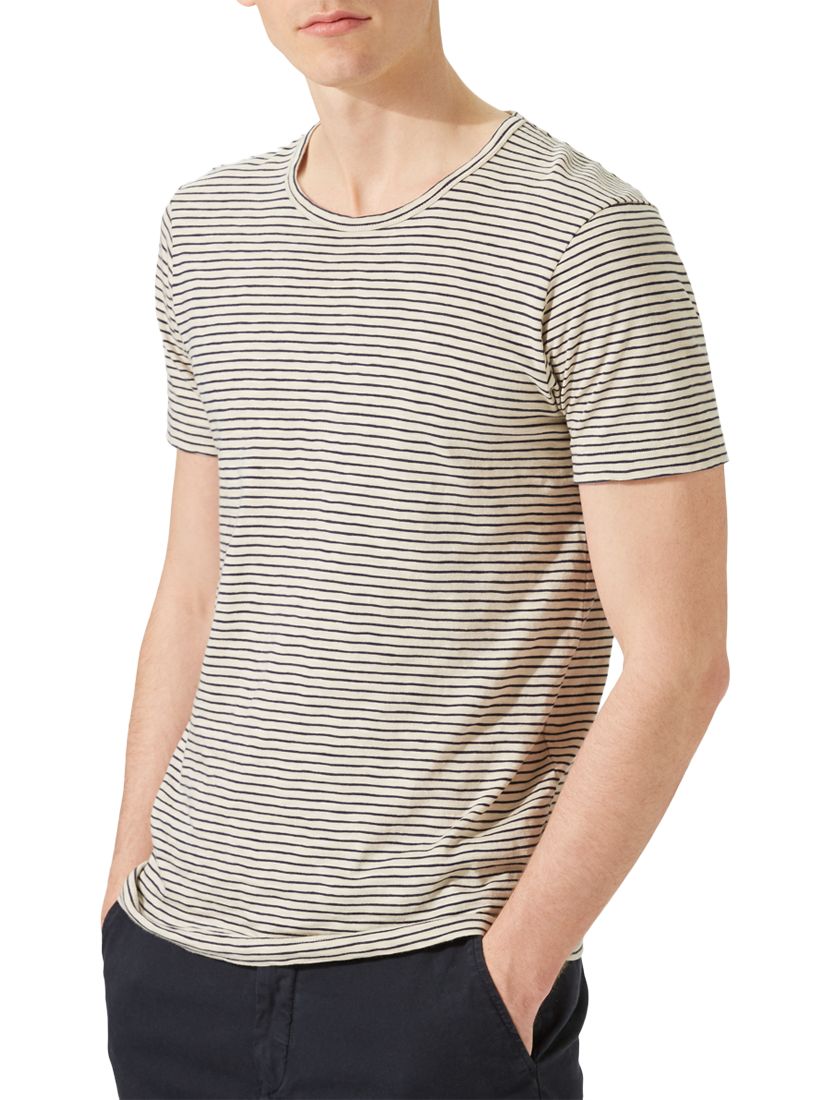 Jigsaw Fine Stripe Short Sleeve Slub T-Shirt
