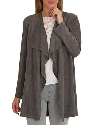 Betty & Co. Faux Suede Waterfall Jacket, Smoked Pearl