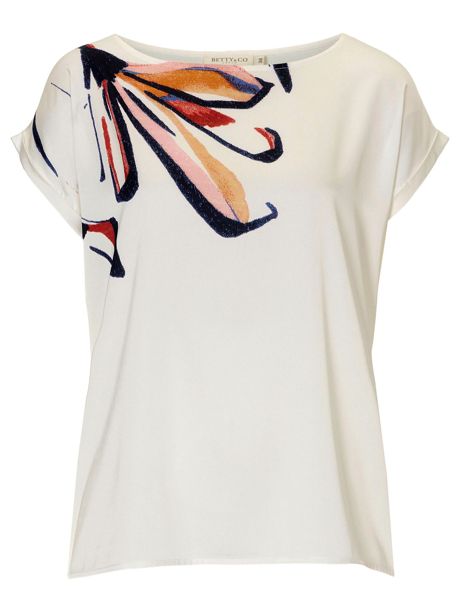 Betty & Co. Oversized Print Top, Cream / Red at John Lewis & Partners